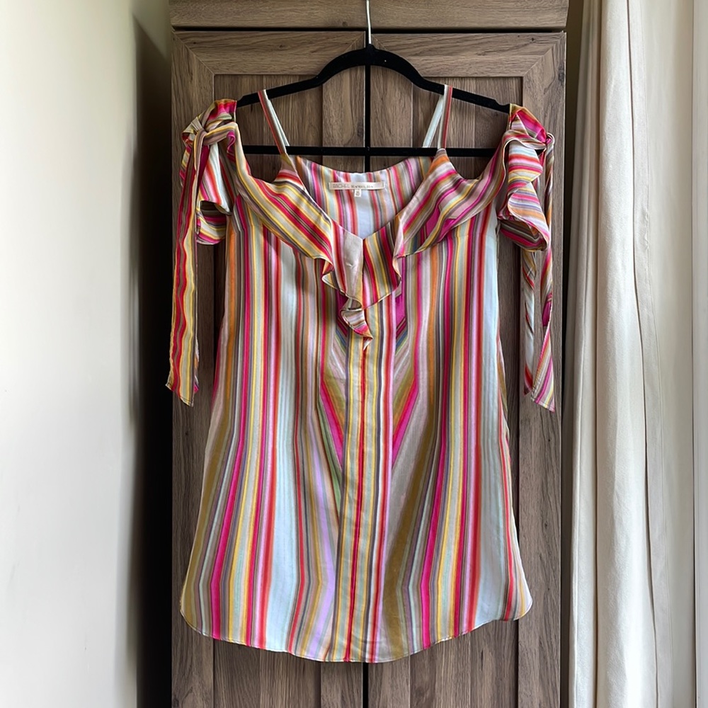 Rachel Roy Stripe Cold Shoulder Mini Dress
